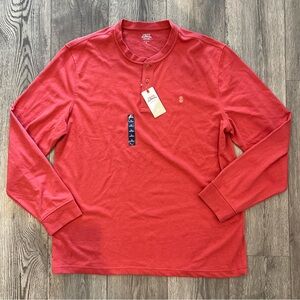 Izod Saltwater Relaxed Classics Men’s Long Sleeve Henley Shirt Red XL